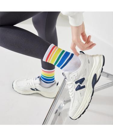 Buy Akamas 6 Pair Women's Colored Striped Rainbow Pattern Socks LGBTQ Proud Cotton Crew & Ankle Sports Socks Funny Casual Footwear - Buy Online on GoSupps.com