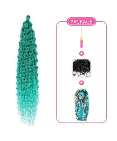 DSoar 22 Deep Twist Crochet Hair - Ocean Wave Curly Bohemian Braids 3 Packs Synthetic Hair Extensions in Green - Buy Online on GoSupps.com