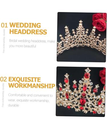 Ipetboom Diamond Crown Rhinestone The Crown Tiara for Women Bridal Hair Clip Bridal Crown Women Crown Shiny Birthday Prom Crowns Girl Hair Clips Hair Bands Crystal Wedding Bride Zinc Alloy 17X17X7.5CM Golden Red - Buy Online on GoSupps.com