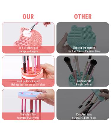 Silicone Cat Shaped Brush Cleaner Pad - 2 in 1 Makeup Brush Cleaning Mat & Drying Holder | Portable Pink Cosmetic Organizer - Buy Online on GoSupps.com