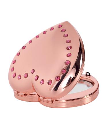 MiniPortable Compact Metal Cosmetic Mirror Elegant and Stylish Heart Shaped Mirror Portable Compact Metal Cosmetic Mirror Elegant and Stylish Heart Shaped Mirror 1X/2X Magnifying (Heart Rose)