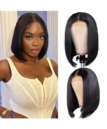 4x4 Bob Wig 12 Inch Human Hair Wig for Women Human Hair 100% Human Hair Pre Plucked with Baby Hair 150% Density Wigs for Black Women Natural Color 12inch (31cm) 4x4bob straight