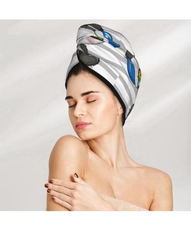 Hair Towel Wrap Quick Drying Towel Turban with Button | Panda Design for Effortless Hair Care - Buy Online on GoSupps.com