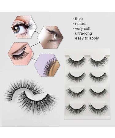 Natural 3D False Eyelashes - 4 Pairs of Reusable Black Imitation Water Mane Eyelashes | International Shipping Available - Buy Online on GoSupps.com
