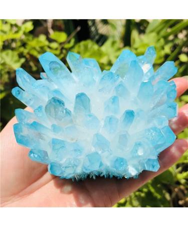 Home Decoration 300-400g Natural Crystal Green Angel Aura Quartz Cluster specimens Cured Titanium Coating Quartz Cluster Stones Crystal Cluster - Buy Online on GoSupps.com