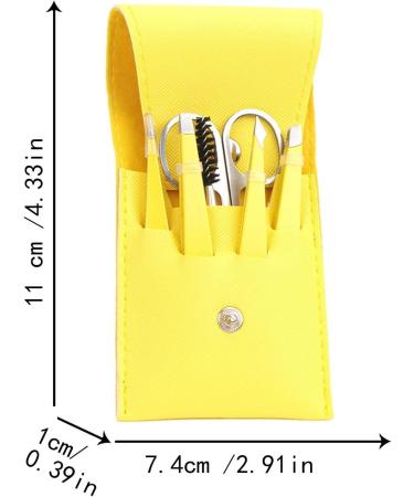 Eyebrow Shaping Kit | with Travel Case Eyebrow Scissors Kit Brow Scissors Eyebrow Kit | Eyebrow Scissors for Women Eyebrow Grooming Kit for Ingrown Hair Hair Plucking Daily Puchen Lemon Yellow 6-piece Set - Buy Online on GoSupps.com