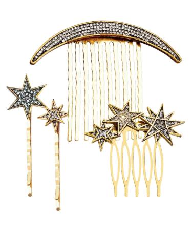 1 Set Star Moon Hairpin Hair Pin for Decor Hair Clip Combs Hair Barrettes Hair Clip Side Comb Hair Pin Clips Star Hairpins Hair Clip for Hair Decor Head Clip Alloy Miss
