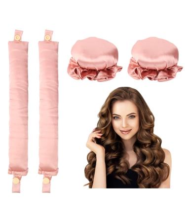 Lock winders curl up without heat Calp two sets without heat Heatless Curls Band Locken Blacker overnight DIY styling for short and long hair. (Pink)