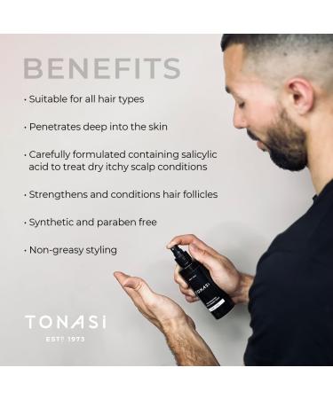 Tonasi Rejuvenating Hair Tonic - Men's Grooming Tonic with Natural Ingredients - Combats Dandruff & Strengthens Hair - Non-Greasy Styling - 150ml Lime + Litsea - Buy Online on GoSupps.com