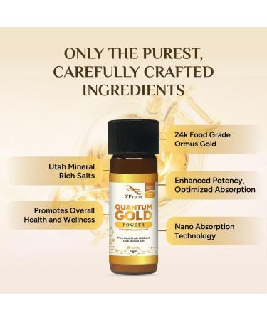 Quantum Gold 24K Ormus Gold Concentrate | Pure Ormus Colloidal Monoatomic Gold Powder Supplement | Decalcify Pineal Gland | Enhance Brain Wave Activity & Higher Energy Alignment 1g. - Buy Online on GoSupps.com