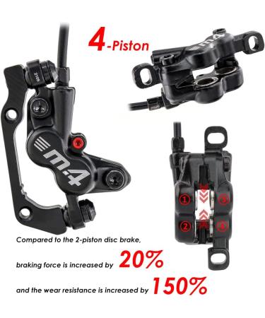 JFOYH 4-Piston MTB Hydraulic Brake Set with 160mm Floating Disc Rotors - Front and Rear Disc Brake Kit MT2000- Pre-Bled, Original Pads Included - Buy Online on GoSupps.com