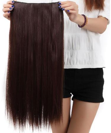 S-noilite 23 Inches (58cm) 3/4 Full Head One Piece 5clips Clip in Hair Extensions Extension Long Straight Hairpiece (Medium Brown) - Buy Online on GoSupps.com