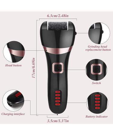 Electric Feet Callus Remover Rechargeable Professional 2 Speeds Electronic Foot File Pedicure Foot Tool Pedi Feet Care with 3 Coarse Roller Heads Black - Buy Online on GoSupps.com