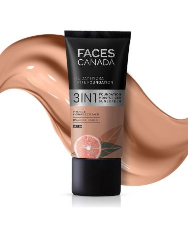 Hydra Matte Foundation|3-In-1 Foundation + Moisturizer Cream| Aloe Hydration&Vitamin C|Long Wear|Medium To High Buildable Coverage|Caramel Natural|25Ml Pack Of 1