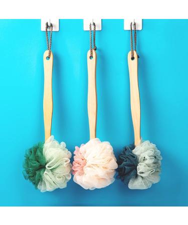 Exfoliating Loofah on a Stick and Glove Set for Shower | Extra Long Handle for Elderly | Back Scrubber for Men & Women (Two-Color Pink) - Buy Online on GoSupps.com