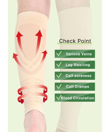 KOREA Premium Calf Compression Sleeves 20-30mmHg for Men & Women | Leg Pain Relief Shin Splints Support Medical & Travel Use (Beige Medium - Buy Online on GoSupps.com