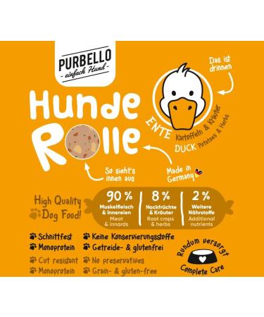 PURBELLO 3 Rolls Wet Dog Food - 3 Chicken 3 Ducks 2 Beef - Monoprotein Dog Food High Meat - Cut Resistant Dog Sausage - Buy Online on GoSupps.com