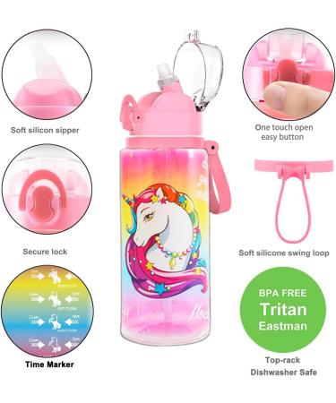 Home Tune 23oz Kids Mermaid Water Bottle - BPA Free Tritan, Wide Mouth, Leak-Proof, Lightweight - Time Marker, Auto Flip Cap, Secure Lock - for Girls & Boys - Buy Online on GoSupps.com