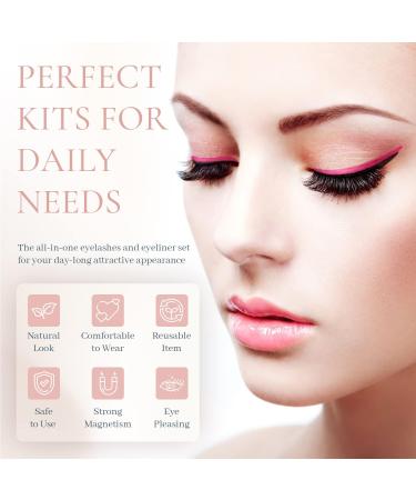 10 Pairs Magnetic Eyelashes & 2 Tubes of Eyeliner Kit - Waterproof & Reusable False Lashes - Easy to Apply & Long Lasting - No Glue Needed - Natural Look - With Applicator - Buy Online on GoSupps.com