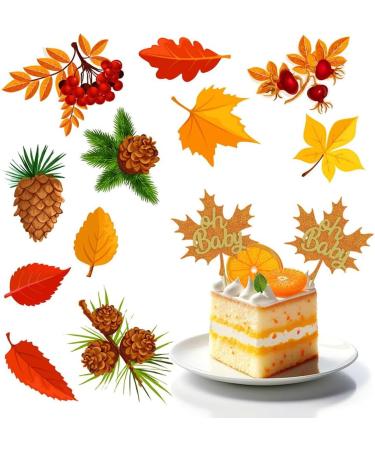 36pcs Oh Baby Cupcake Toppers Maple leaf Theme Party Decoration Birthday Party Gender Reveal Party Dessert Insert MGPFERD - Buy Online on GoSupps.com