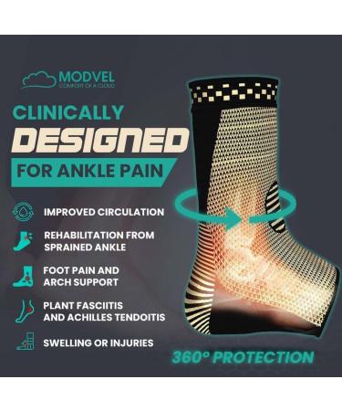 Modvel Foot & Ankle Brace Socks - Compression Sleeve for Sprained Ankle Support - Unisex Tendonitis & Arthritis Relief - Perfect for Sports & Running - Small Size with E Copper - Buy Online on GoSupps.com