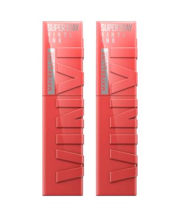 Maybelline Maybelline New York SuperStay Vinyl Ink Lip Tint Shade 15 Peach Glossy and Shiny Vinyl Effect with up to 16h Wear No Transfer Formula - 2 Lipsticks