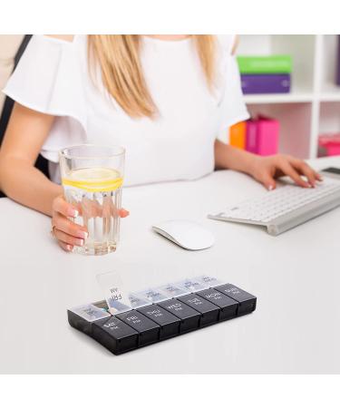 Extra Large AM PM Pill Organizer - Easy Open Weekly Case for Daily Vitamins - Arthritis Friendly 2 Times a Day Pill Box - Buy Online on GoSupps.com