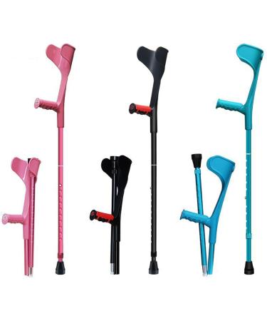 LINYUES Forearm Crutches Lightweight Ergonomic Adjustable Folding Arm Crutches with Rubber Handles for Heavy Duty Non-Slip Walking Stick for Adults Black/Pink/Blue (Black) - Buy Online on GoSupps.com