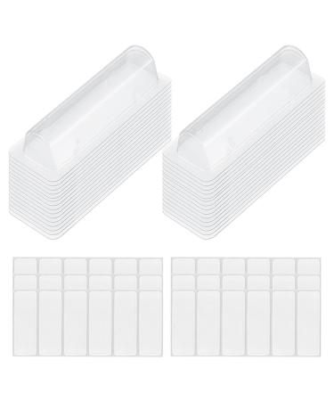 VENEKA 60 Pcs Clear Plastic Lip Balm Pouches, Lipstick Holder, Plastic Domes with Double Sided Adhesive for DIY Crafts, Easy Installation