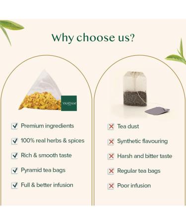 Buy Vahdam Turmeric Ginger Herbal Tea Bags (100) - Caffeine-Free Curcuma & Fresh Spices Made in India - Perfect for Hot Iced & Kombucha Tea - Buy Online on GoSupps.com