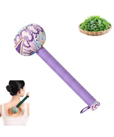 Lymphhammer manual massage hammer for the body back tapper of long hand -held massage hammer to relieve back pain for back waist neck and legs (purple)