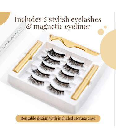 Mele Magnetic Eyelashes & Eyeliner Kit - Reusable, Natural Look, Long Lasting | 5 Pairs - Buy Online on GoSupps.com