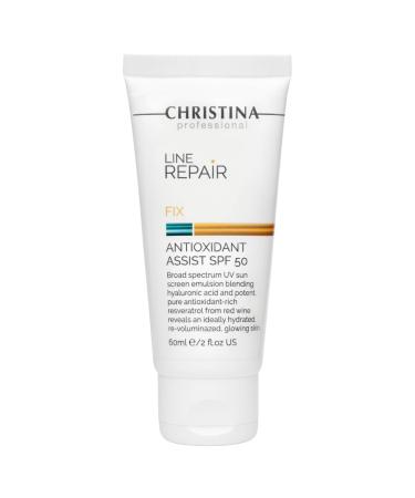 Christina Line Repair Fix Antioxidant Assist SPF 50 Sunscreen for Face - 60 ml - Broad Spectrum UVA/UVB Protection Daily Face Sunscreen with Hyaluronic Acid and Resveratrol
