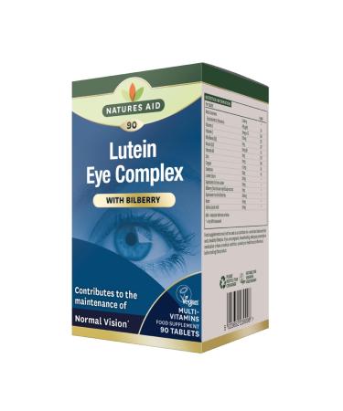 Natures Aid Lutein Eye Complex with Bilberry 90 Tablets (For the Maintenance of Normal Vision with Alpha Lipoic Acid Zinc and Vitamins A B2 C and E Vegan Society Approved Made in the UK) 90 Count (Pack of 1)