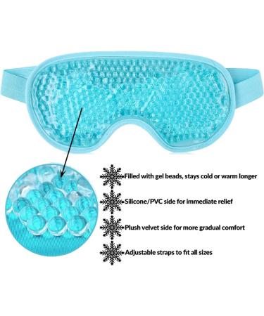 Blue Gel Eye Mask Cooling and Warming Treatment for Tired Puffy Eyes Headaches Hayfever Dry Eyes Reversible Design Silicone Velvet Adjustable Straps - Buy Online on GoSupps.com