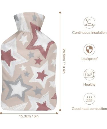 Stars Red Grey Hot Water Bottle with Plush Cover Perfect Hand Warmer for Adults & Children | 26.5x15.3cm | International Shipping Available - Buy Online on GoSupps.com