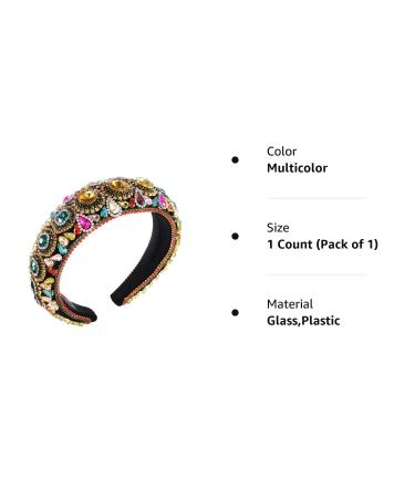Baroque Rhinestone Padded Headband - Colorful Crystal Embellished Hairband for Women and Girls - Buy Online on GoSupps.com