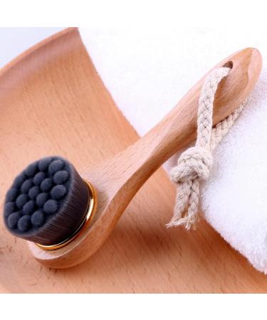 Facial Cleansing Brush Manual Face Brush Bamboo Charcoal Bristles Wooden Handle for Washing Face Deep Pore Exfoliation Wash Makeup Massaging Brush - Buy Online on GoSupps.com