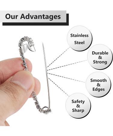 Silver Rhinestone Peach Heart Safety Pins Brooches Set - 10 Pieces for Skirts, Sweaters, Scarves, Hats - Stylish Jewelry Accessories - Buy Online on GoSupps.com