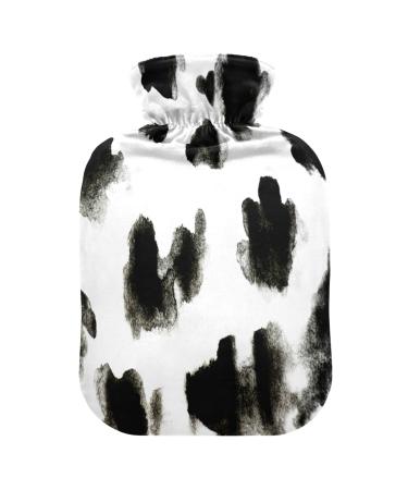 Watercolor Cow Pattern Hot Water Bottle with Cover Hot Water Bottles for Pain Relief Hot Water Bag for Kids and Adults 1L