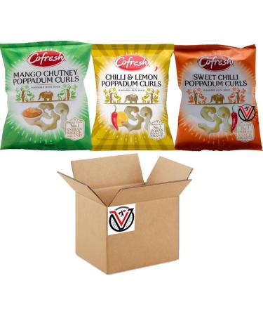 VIMIX Mango Chutney Chilli & Lemon Sweet & Chilli Poppadum Curls 80g - 03 Mixed Flavour Crisps Bag - Buy Online on GoSupps.com