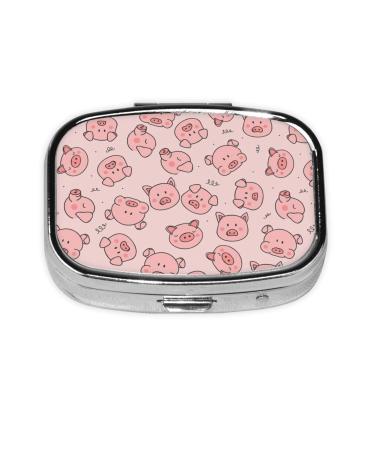 Cute Pig Pill Box Portable Pill Case 2 Compartment Medicine Tablet Vitamin Holder Organizer for Purse Pocket Travel Gifts
