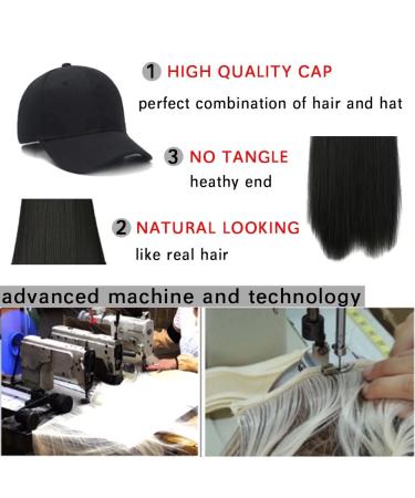 Buy Iluu Hat Hair Extension Baseball Cap - Long Dark Brown Synthetic Hair (24 60cm) | Adjustable Women's Hair Extensions - Buy Online on GoSupps.com