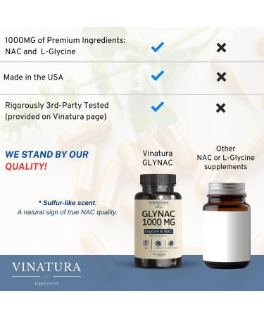 GLYNAC Supplement 1000MG - Glycine & NAC Supplement - 90 Capsules - Buy Online on GoSupps.com