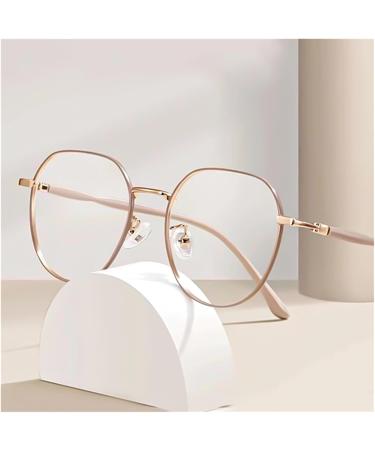 Stylish Iynwbjts Reading Glasses for Women - Personalized Metal Polygon Anti-Blue Light 1.50 MILK TEA COLOR - Buy Online on GoSupps.com