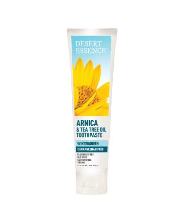 Desert Essence Arnica & Tea Tree Oil Toothpaste - Wintergreen - 6.25 Ounce - Complete Oral Care - Tea Tree Oil - Baking Soda - Refreshes Mouth - High-Quality Ingredients - Sea Salt - Carrageenan Free