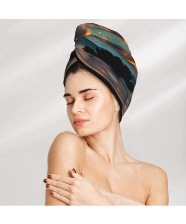 Beach Maui Hawaii Sunset Coral Velvet Dry Hair Cap - Perfect for Curly Long & Thick Hair | Anti-Frizz & Fast Drying - Buy Online on GoSupps.com