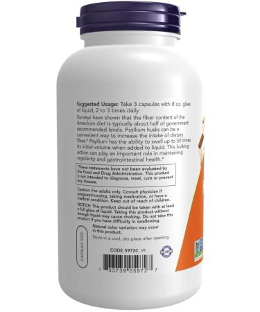 Now Foods Psyllium Husk 500mg - 1000 Capsules (2 Pack) - Buy Online on GoSupps.com