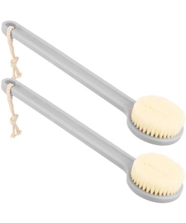 2Pcs Back Scrubber for Shower Gray Bath Brush Long Handle for Shower Bath Brush Massage Improve Blood Circulation Grey