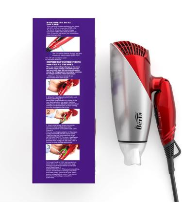 JINRI 1875W Foldable Travel Hair Dryer Dual Voltage Blow Dryer & Foldable Handle Lightweight Negative Ionic Folding Hair Dryer Red - Buy Online on GoSupps.com